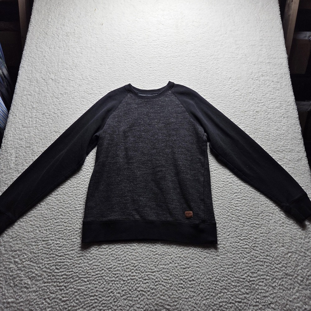Billabong Sweatshirt Mens Medium Gray Black Fleece Raglan Crewneck Pullover Logo